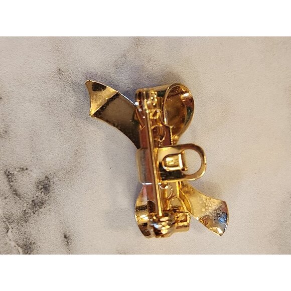 Vintage Gold-Tone Bow Brooch Pin - Picture 2 of 3